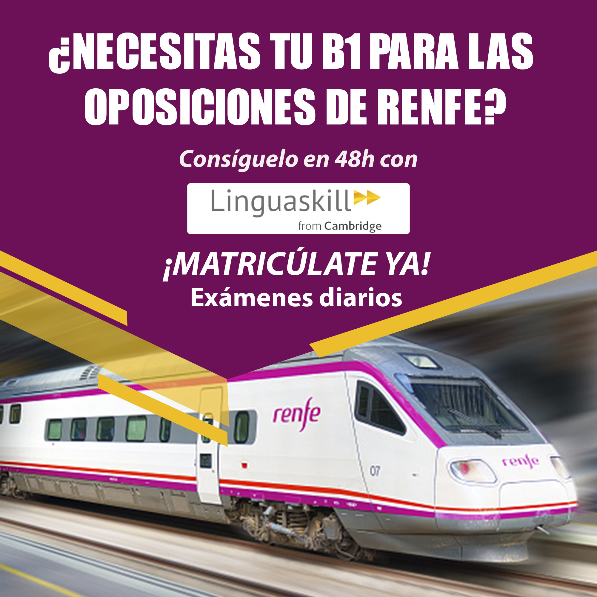 Renfe admite por primera vez ‘Linguaskill’ de Cambridge English para acreditar el nivel  de inglés en su convocatoria de plazas