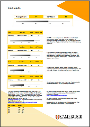 Modelo de Certificado New Linguaskill